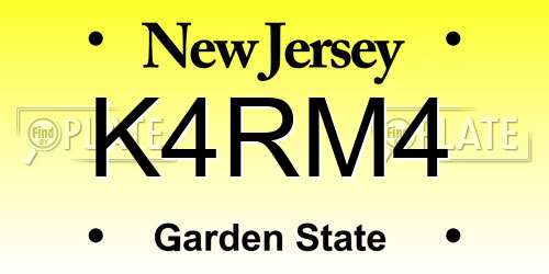 K4RM4 New Jersey License Plate