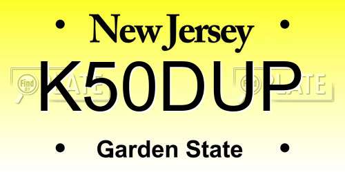 K50DUP New Jersey License Plate