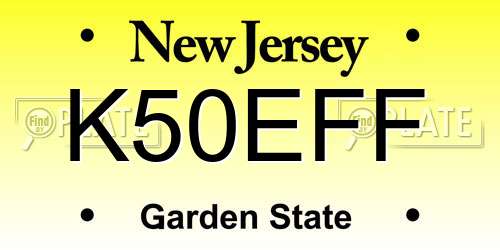 K50EFF New Jersey License Plate