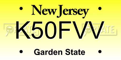 K50FVV New Jersey License Plate