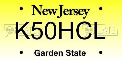 K50HCL New Jersey License Plate