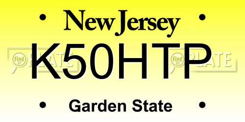 K50HTP New Jersey License Plate