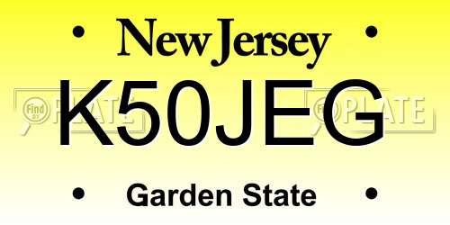 K50JEG New Jersey License Plate