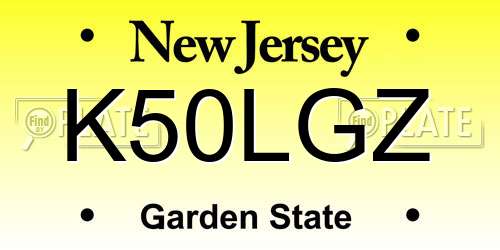 K50LGZ New Jersey License Plate