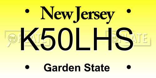 K50LHS New Jersey License Plate