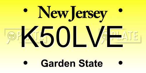 K50LVE New Jersey License Plate