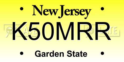 K50MRR New Jersey License Plate