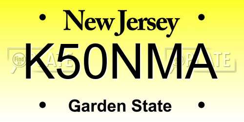 K50NMA New Jersey License Plate