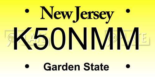 K50NMM New Jersey License Plate