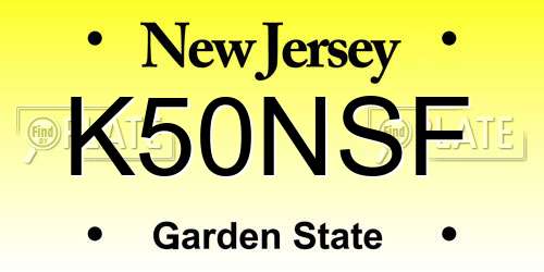 K50NSF New Jersey License Plate