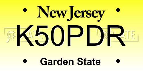 K50PDR New Jersey License Plate