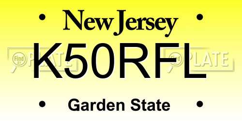 K50RFL New Jersey License Plate