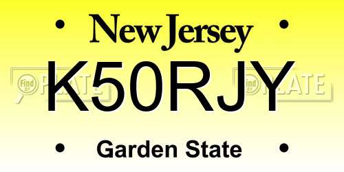 K50RJY New Jersey License Plate
