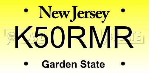 K50RMR New Jersey License Plate