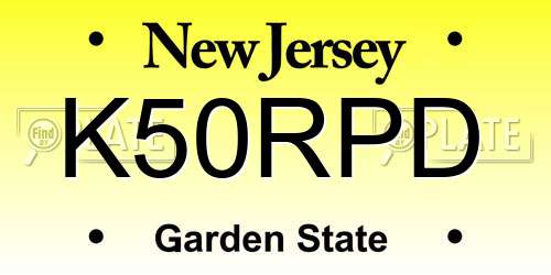 K50RPD New Jersey License Plate