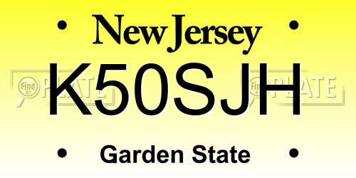 K50SJH New Jersey License Plate