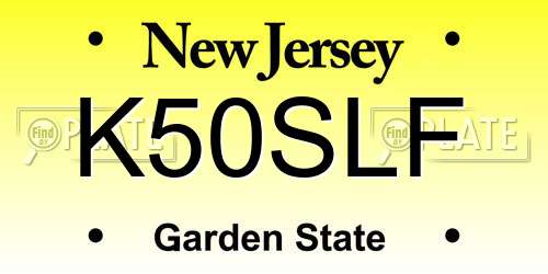 K50SLF New Jersey License Plate
