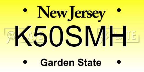 K50SMH New Jersey License Plate