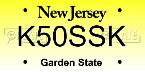 K50SSK New Jersey License Plate