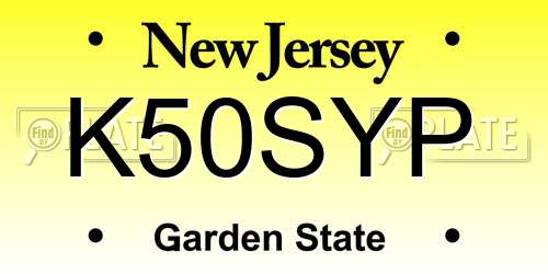 K50SYP New Jersey License Plate