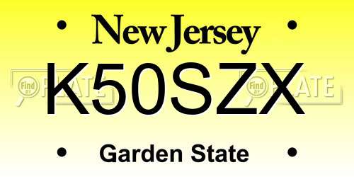K50SZX New Jersey License Plate