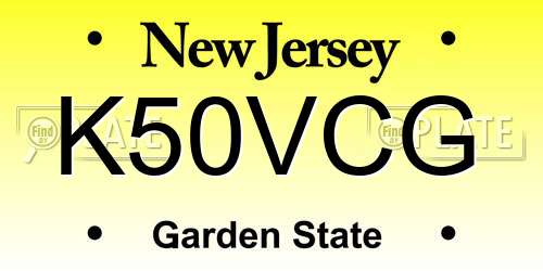 K50VCG New Jersey License Plate
