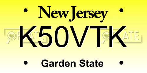 K50VTK New Jersey License Plate