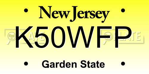 K50WFP New Jersey License Plate
