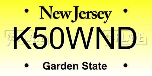 K50WND New Jersey License Plate