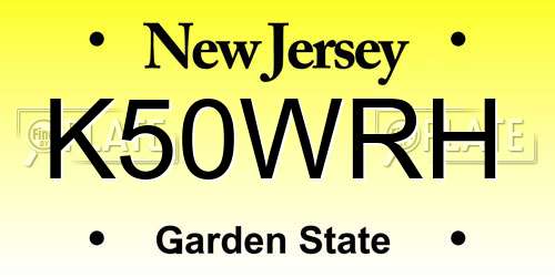 K50WRH New Jersey License Plate