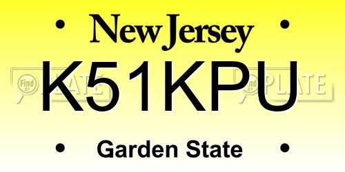 K51KPU New Jersey License Plate