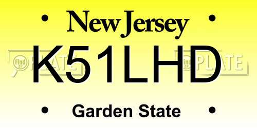 K51LHD New Jersey License Plate