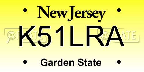 K51LRA New Jersey License Plate