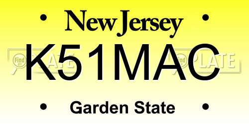K51MAC New Jersey License Plate