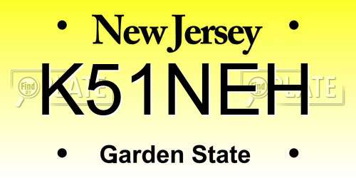K51NEH New Jersey License Plate
