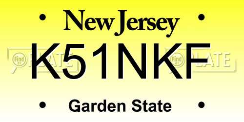 K51NKF New Jersey License Plate