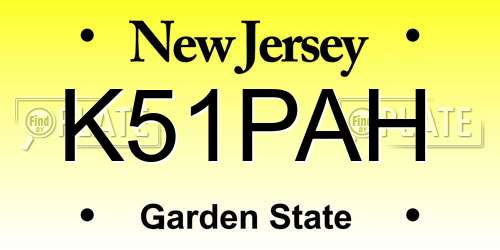 K51PAH New Jersey License Plate