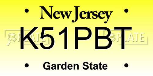 K51PBT New Jersey License Plate