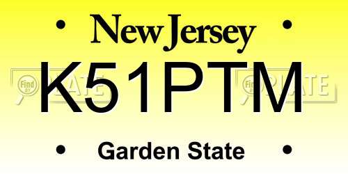 K51PTM New Jersey License Plate