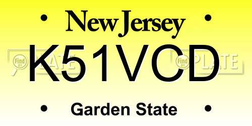 K51VCD New Jersey License Plate