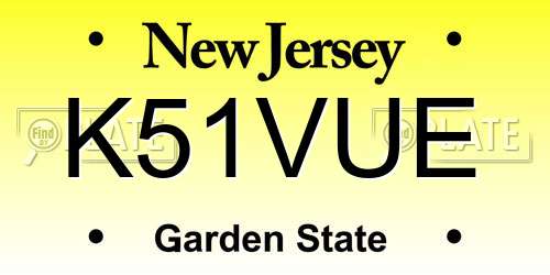 K51VUE New Jersey License Plate