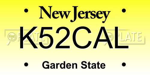 K52CAL New Jersey License Plate