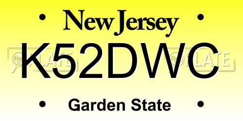 K52DWC New Jersey License Plate