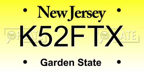 K52FTX New Jersey License Plate