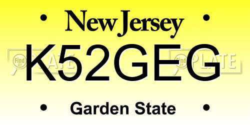 K52GEG New Jersey License Plate