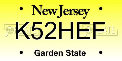 K52HEF New Jersey License Plate