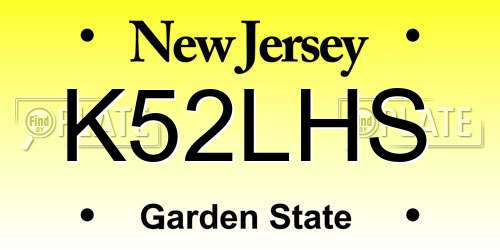 K52LHS New Jersey License Plate