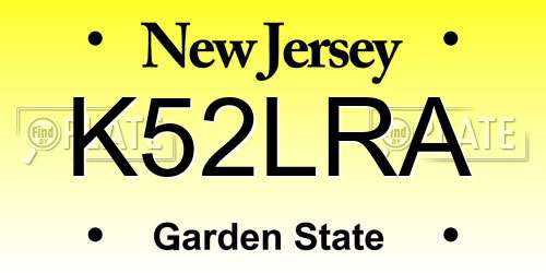 K52LRA New Jersey License Plate