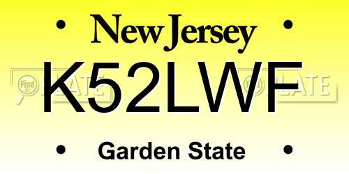 K52LWF New Jersey License Plate