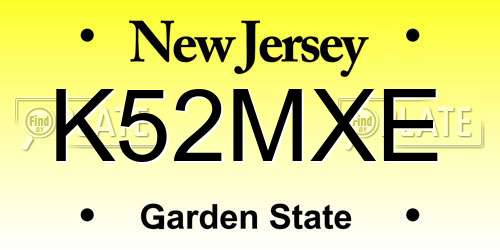 K52MXE New Jersey License Plate